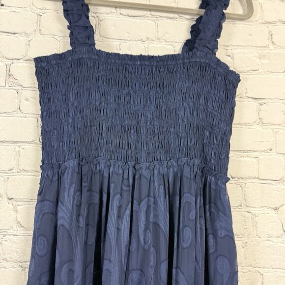 Lilly Pulitzer Hadley Smocked Maxi Dress in Navy Blue Crepe Swirl - Picture 8 of 13